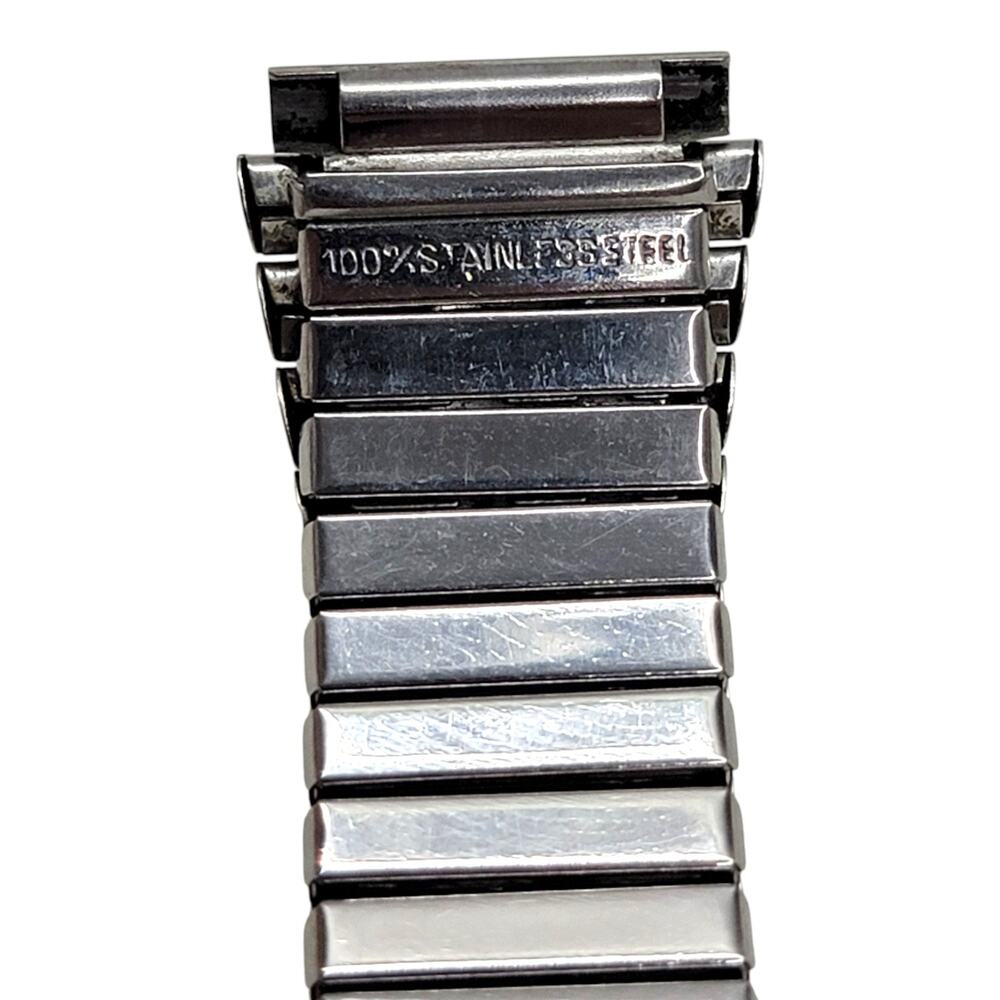 Vintage Stainless Steel Expansion Stretch Watch Band Bracelet Mens Retro Strap